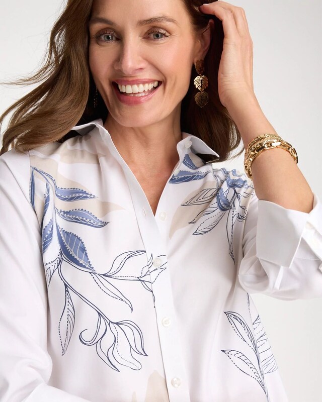 Placed Print No Iron Stretch Shirt - image 4